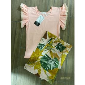 Chipi&Chips,nyári, bőszárú 3/4 -es nadrág-mintás-zöld