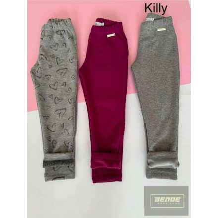 Killy vastag ,belül bolyhos pamut leggings - szürke szívecskés