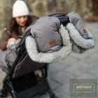 PETITE&MARS Téli szett Comfy 4in1 bundazsák + kézmelegítő kesztyű babakocsira Furry Rose Petal