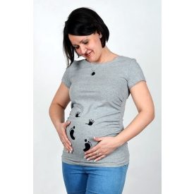   Kismamapóló fehér tappancsos- rövid ujjú-sötétkék,szürke,világoskék