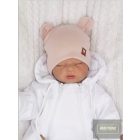 Zyzio&Zuzia -dupla pamut sapka,fülecskékkel -púder rózsaszín