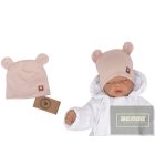 Zyzio&Zuzia -dupla pamut sapka,fülecskékkel -púder rózsaszín