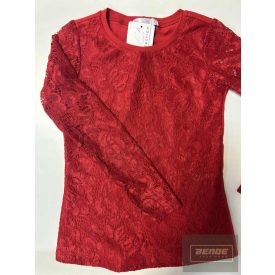 Chipi&Chips nagylány ,hosszú ujjú csipke felső -piros