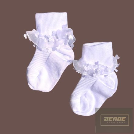 Topp Baba zokni/Bokazokni szíves fehér szalag