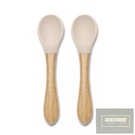 Lorelli szilikon kanalak bambusz nyéllel 2 db - Beige
