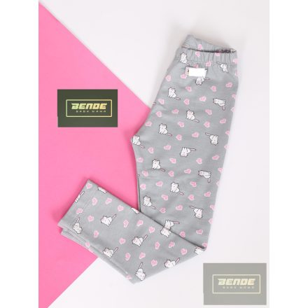 Cicás-szürke/rózsaszín mintás, vékony leggings 