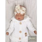 Zyzio&Zuzia -széles,turbán jellegű pamut fejpánt -bézs-barna virágokkal