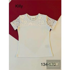Killy lány fehér pamut csipkés felső-rövid ujjú