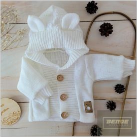 Zyzio&Zuzia kötött kapucnis kardigán-fehér