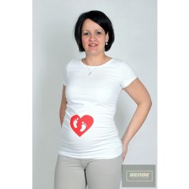 Szív mintás kismamapóló-rövid ujjú-fehér