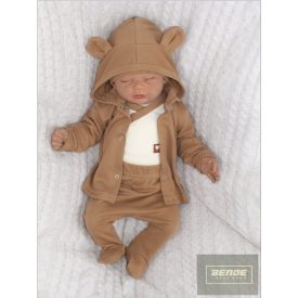   Zyzio&Zuzia 5 részes babakelengye szett:body+nadrág+sapka+kesztyű+kabát -barna