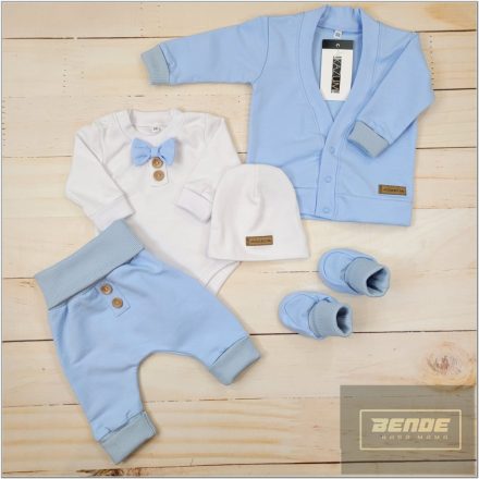 Zyzio&Zuzia 5 részes  keresztelőruha szett ,rugdalózóval , babakék