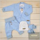 Zyzio&Zuzia 5 részes  keresztelőruha szett ,rugdalózóval , babakék