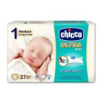   CHICCO Ultra Soft Newborn újszülött-pelenka 2-5 kg, 27 db 1-es méret  AJÁNLOTT KOR: 0H +