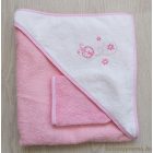 Frottír kapucnis babakifogó-törölköző  80x105 cm lányos színek