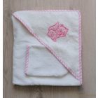 Frottír kapucnis babakifogó-törölköző  80x105 cm lányos színek