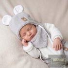 Zyzio&Zuzia  puha szőrmés ,téli babasapka fülekkel és babasállal-szürke
