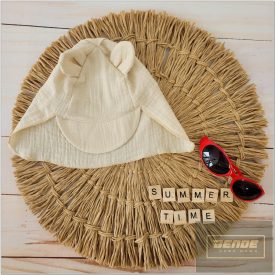 Zyzio&Zuzia Muszlin nyári füles sapka babáknak -bézs