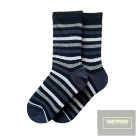 Topp Gyermek bokazokni szürke-farmerkék-fehér csíkos