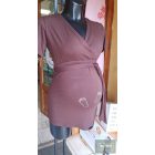 Mommy Style tappancsos kismama felső,rövid  ujjú/barna,kötős