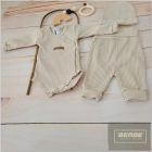 Zyzio&Zuzia 3 részes bordás szett :body+nadrág+sapka-latte