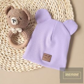 Kazum dupla bordázott anyagú sapka fülekkel-világos lila