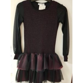 Chipi&Chips nagylány ruha/fekete-bordó csillogós