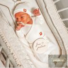 Zyzio&Zuzia 5 részes babakelengye szett:body+nadrág+sapka+kesztyű+kabát -rózsaszín