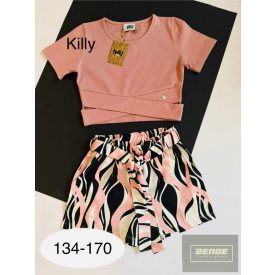   Killy púder színű nagylány nyári együttes , short és rövid ujjú felső