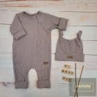 Kazum 2 részes baba szett ,cipzáras rugdalózó és sapka-sweet praline