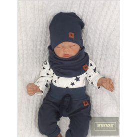   Zyzio&Zuzia -dupla, bordás pamut sapka +csősál szett -nany blue