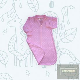   Leo-Poldi Pamut hosszu ujjú  hálózsák rózsaszín-fehér pöttyös