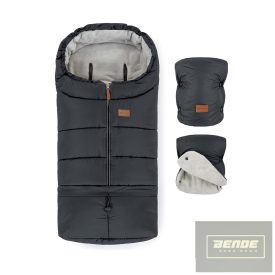   PETITE&MARS Téli szett Jibot 3in1 bundazsák + kézmelegítő kesztyű babakocsira Jasie Charcoal Grey