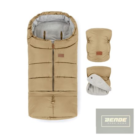 PETITE&MARS Téli szett Jibot 3in1 bundazsák + kézmelegítő kesztyű babakocsira Jasie Sweet Toffee
