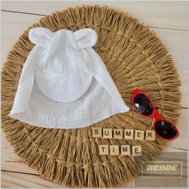 Zyzio&Zuzia Muszlin nyári füles sapka babáknak -fehér