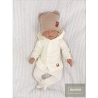 Zyzio&Zuzia -dupla, bordás pamut sapka,fülecskés+kendő szett -fahéj