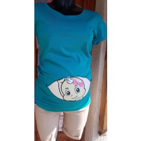   Mommy Style kukucskálós kismama felső,rövid  ujjú/Zöld !