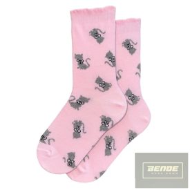Topp  Gyermek bokazokni rózsaszín alap szürke cicák