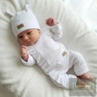 Kazum 2 részes baba szett ,cipzáras fodros rugdalózó és sapka-fehér