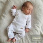 Kazum 2 részes baba szett ,cipzáras fodros rugdalózó és sapka-fehér