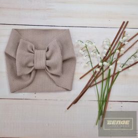   Zyzio&Zuzia -bordázott,széles pamut hajpánt ,masnival-barna