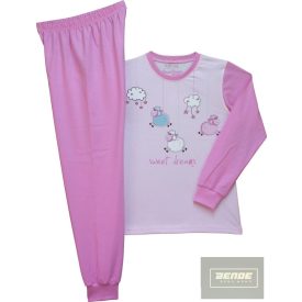   Pampress lány hosszú ujjú pamut pizsama-pink bárányos minta