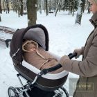 Zyzio & Zuzia uniszex pamuttal bélelt ,szőrmés  baba bundazsák autós hordozóba törtfehér 0-6 hó hónap