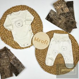 MROFI kisfiú 2 részes szett, Medve mintával-bézs