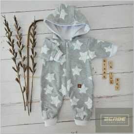   Zyzio&Zuzia kisfiú pamut overál/tavasz -nyár /szürke-fehér csillagok