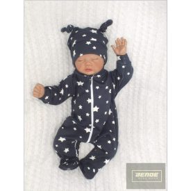   Zyzio&Zuzia 2db os szett -Rugdalózó és sapka sötétkék,fehér- csillagos