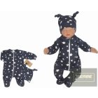 Zyzio&Zuzia 2db os szett -Rugdalózó és sapka sötétkék,fehér- csillagos