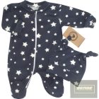 Zyzio&Zuzia 2db os szett -Rugdalózó és sapka sötétkék,fehér- csillagos