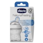 Chicco NaturalFeeling cumisüveg normál folyású ferde cumival - 150 ml normál átfolyás 0-2 hónapos korra 