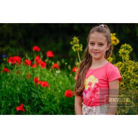 Chipi & Chips virágmintás rövid ujjú póló-korall